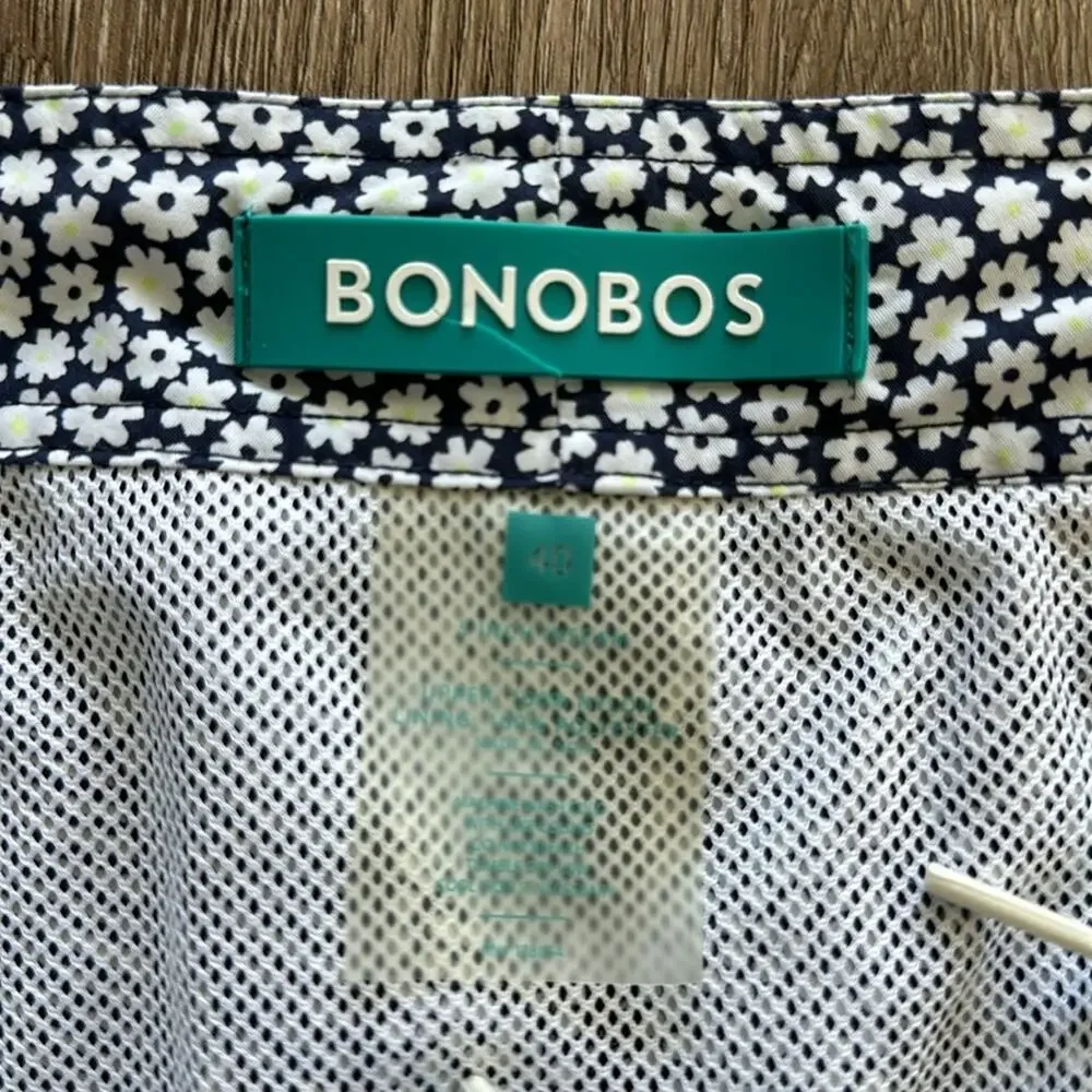 Bonobos Swim‎ Trunks Blue & White Leaf Print Size 40